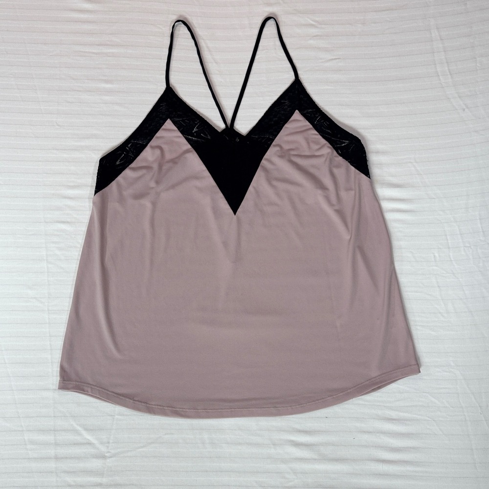 Express Lace Trim Colorblock Cami Tank Top Mauve Black Size L - Picture 2 of 8